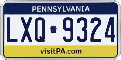 PA license plate LXQ9324