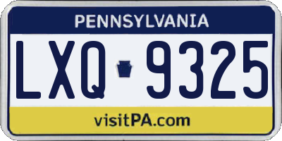 PA license plate LXQ9325