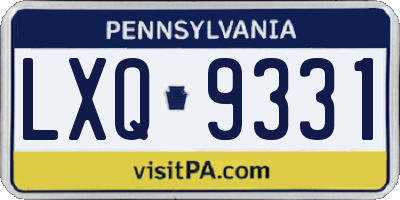 PA license plate LXQ9331