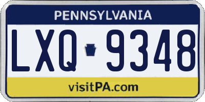 PA license plate LXQ9348