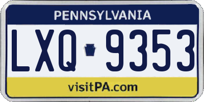 PA license plate LXQ9353