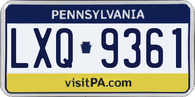 PA license plate LXQ9361