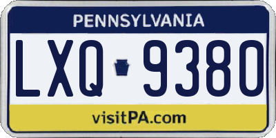 PA license plate LXQ9380