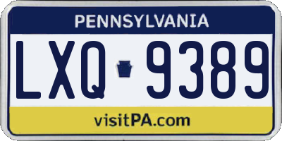 PA license plate LXQ9389