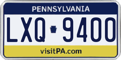 PA license plate LXQ9400