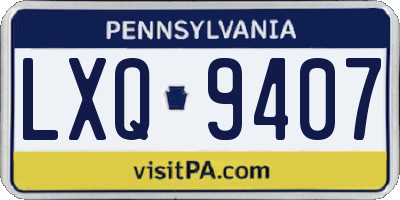 PA license plate LXQ9407