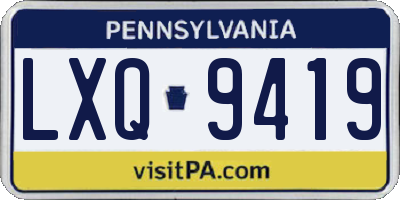 PA license plate LXQ9419