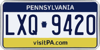 PA license plate LXQ9420