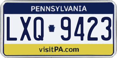 PA license plate LXQ9423