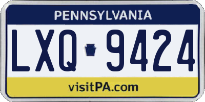 PA license plate LXQ9424