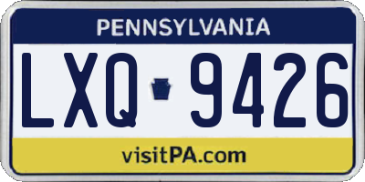 PA license plate LXQ9426
