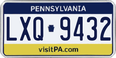 PA license plate LXQ9432