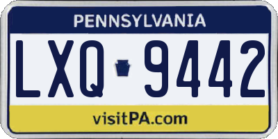 PA license plate LXQ9442