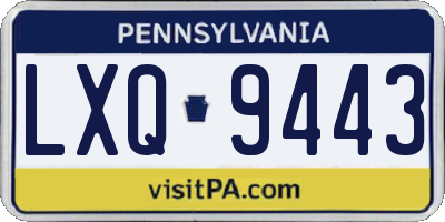 PA license plate LXQ9443