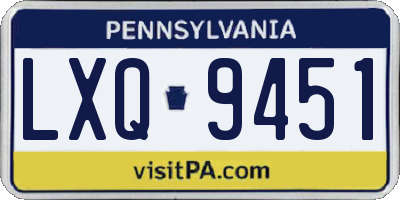 PA license plate LXQ9451