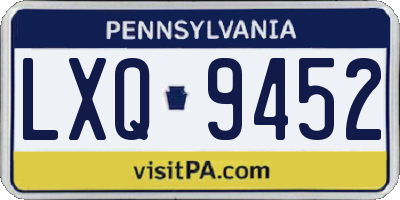 PA license plate LXQ9452