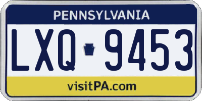 PA license plate LXQ9453