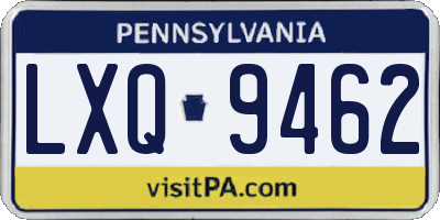 PA license plate LXQ9462