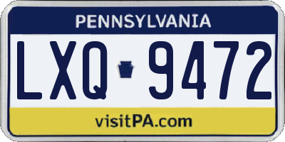 PA license plate LXQ9472