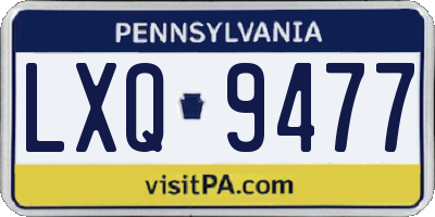 PA license plate LXQ9477