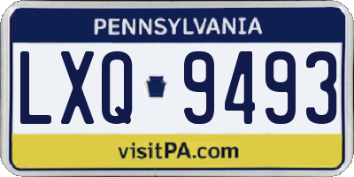 PA license plate LXQ9493