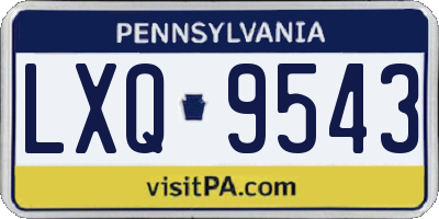 PA license plate LXQ9543