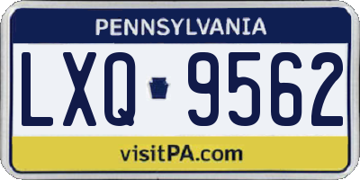 PA license plate LXQ9562