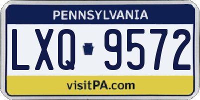 PA license plate LXQ9572