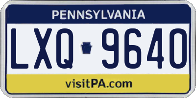 PA license plate LXQ9640