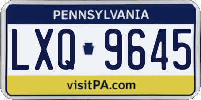 PA license plate LXQ9645