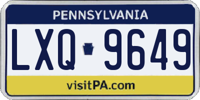 PA license plate LXQ9649