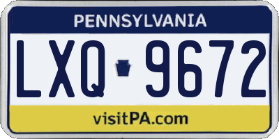 PA license plate LXQ9672