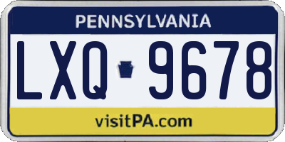 PA license plate LXQ9678