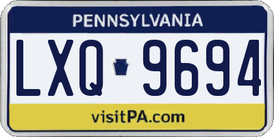 PA license plate LXQ9694
