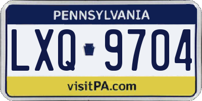PA license plate LXQ9704