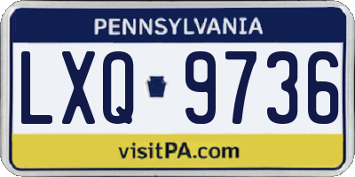 PA license plate LXQ9736
