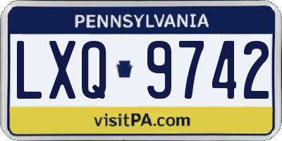 PA license plate LXQ9742