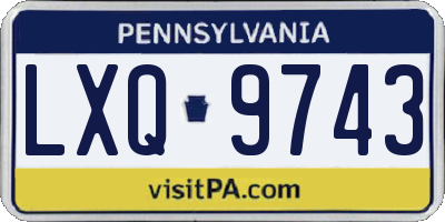 PA license plate LXQ9743