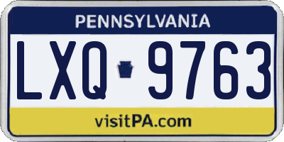 PA license plate LXQ9763