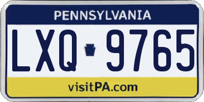 PA license plate LXQ9765