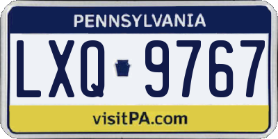 PA license plate LXQ9767