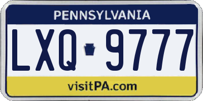 PA license plate LXQ9777