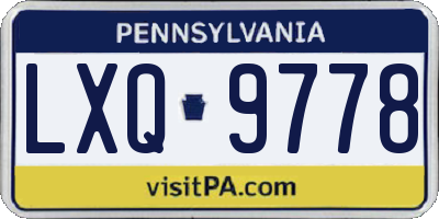 PA license plate LXQ9778