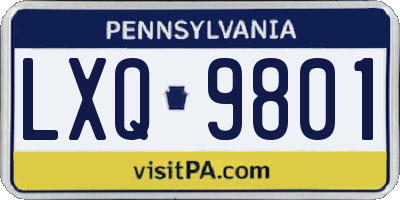 PA license plate LXQ9801