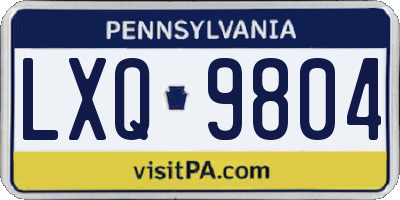 PA license plate LXQ9804
