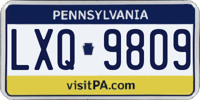 PA license plate LXQ9809