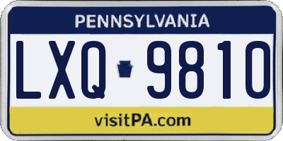 PA license plate LXQ9810
