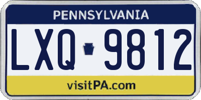 PA license plate LXQ9812