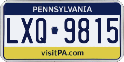 PA license plate LXQ9815