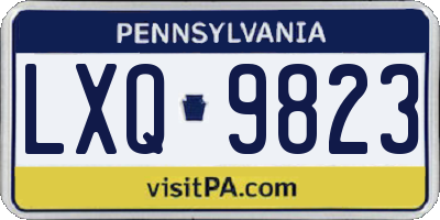 PA license plate LXQ9823